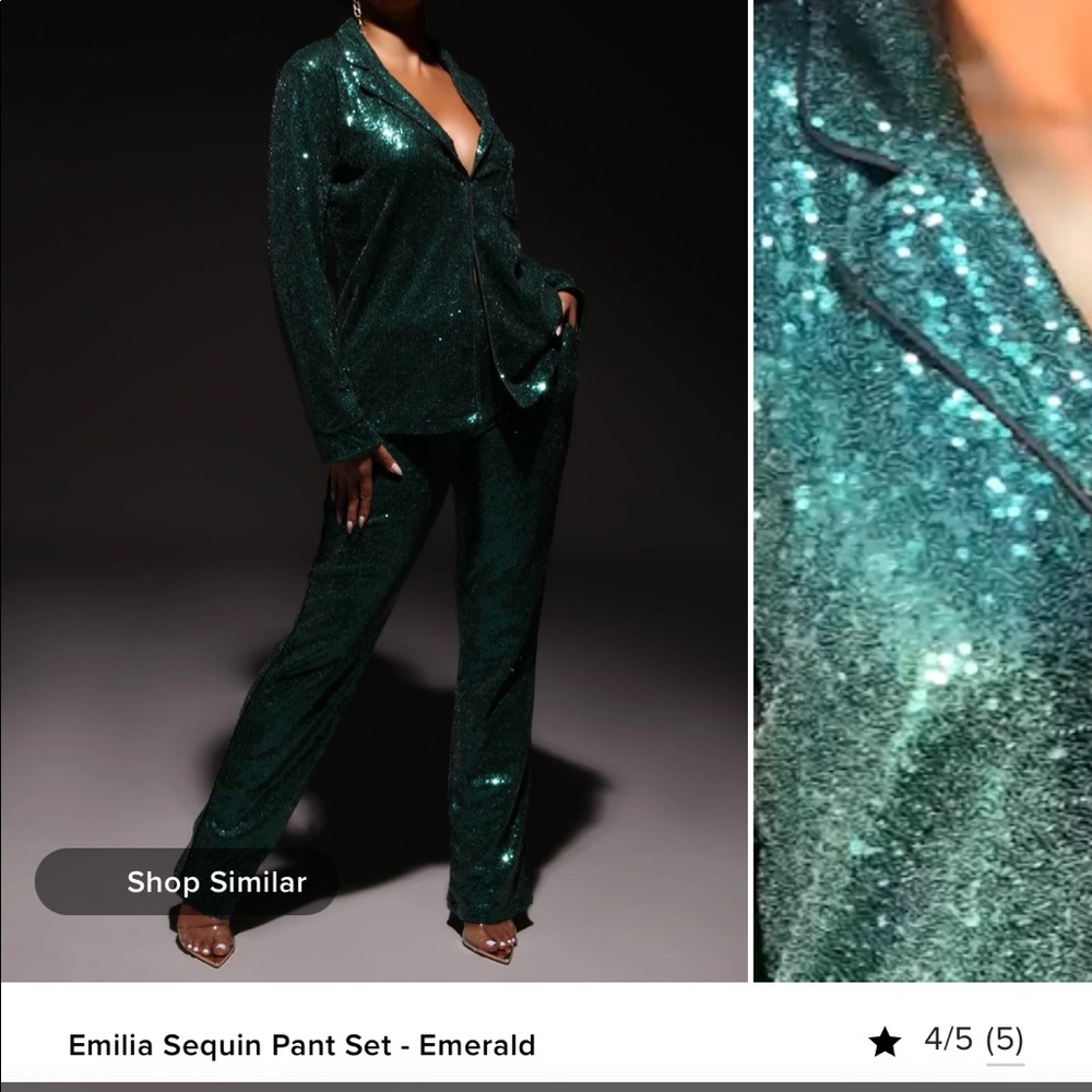 ‘Emilia Sequin Pant set’ emerald green